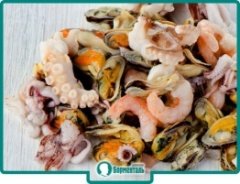 Маленькая фотография блюда по рецепту «Морепродукты с грибами»